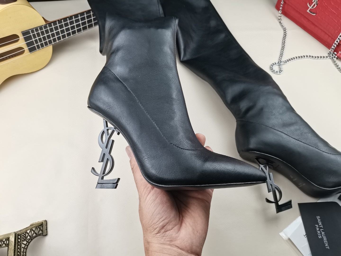 YSL classic letter metal heel 22-inch boots, elastic boots Heel height: 10.5CM Size: 35-42 (41.42 custom-made, no return or exchange)