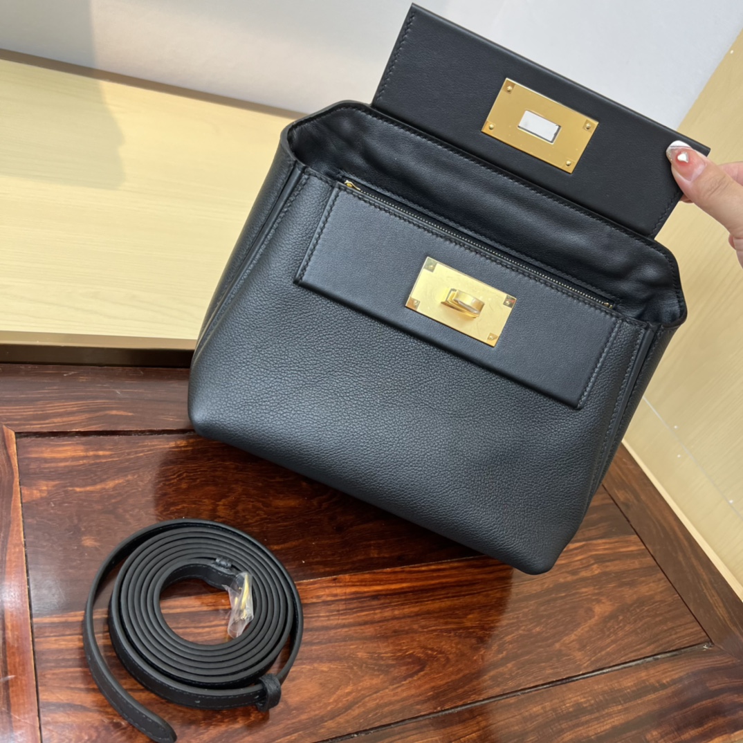 Hermès new Kelly2424mini handmade glacier white evercolor Swift leather size: 21cm